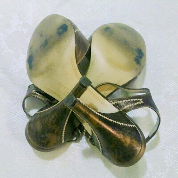 Anne Klein Bronze Metallic Leather Slingback Heels - Picture 4 of 5